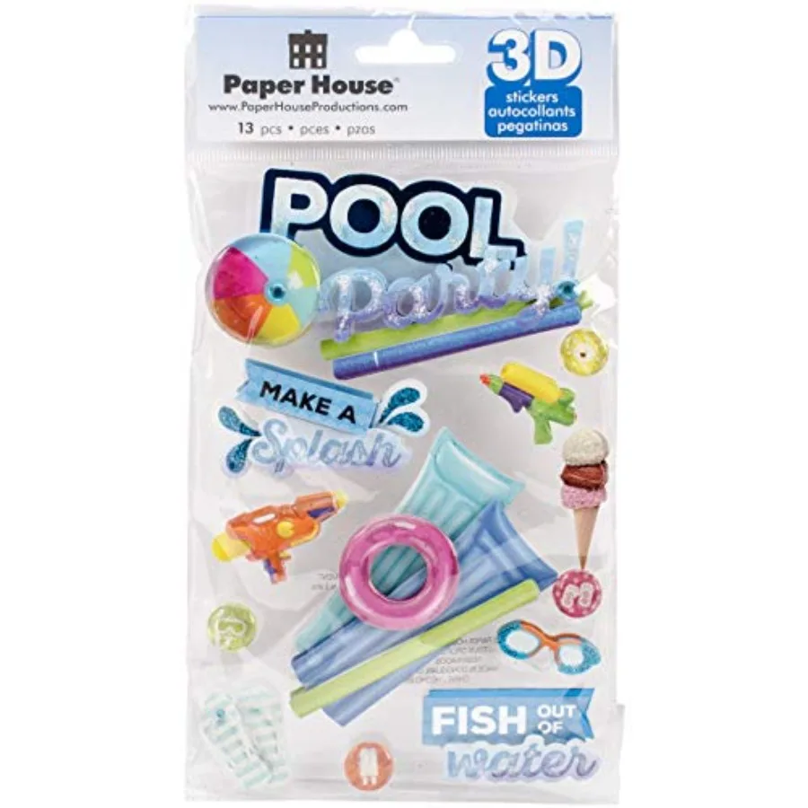Paper House Productions STDM-0269E 3D Sticker, Pool Party 3-Pack
Paper House Productions STDM-0269E 3D Sticker, Pool Party 3-Pack