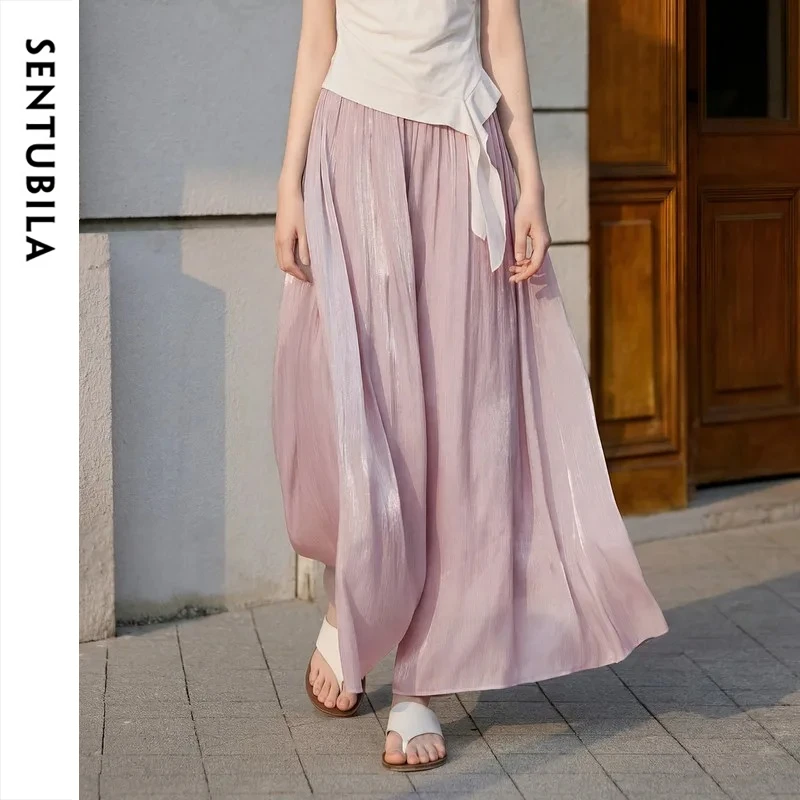 SENTUBILA Office Simple Light Purple Shimmer Skirt Pant Women's Summer Elastic Waist Pockets Flowy Casual Culottes 162KF7358
SENTUBILA Office Simple Light Purple Shimmer Skirt Pant Women's Summer Elastic Waist Pockets Flowy Casual Culottes 162KF7358