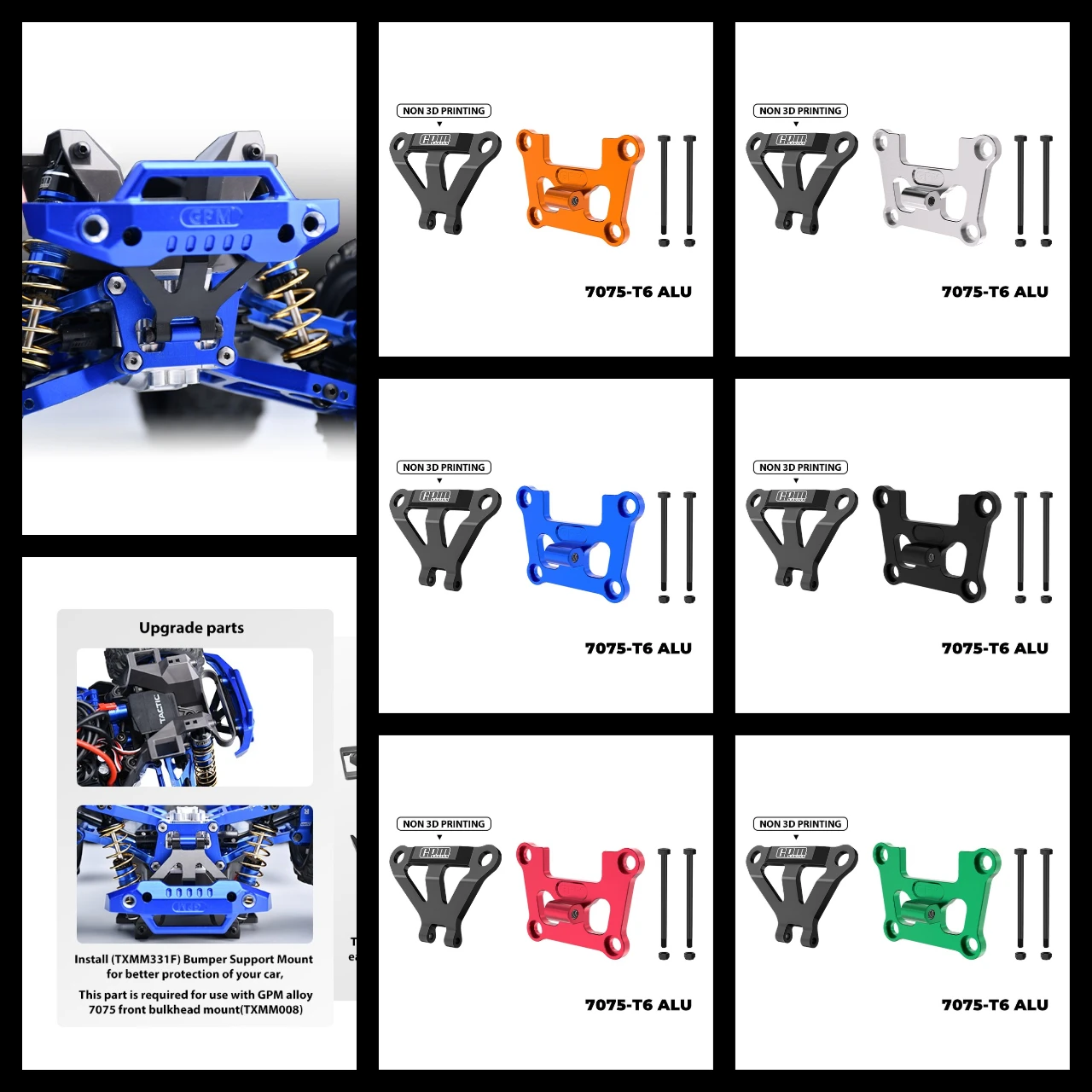 GPM 7075 Alloy Front Bulkhead Mount Strengthen & Bumper Support Mount TRA Mini Maxx
GPM 7075 Alloy Front Bulkhead Mount Strengthen & Bumper Support Mount TRA Mini Maxx