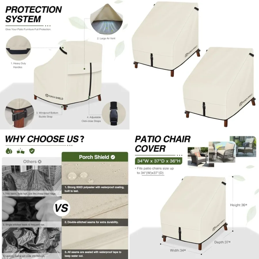 Patio Chair Covers Waterproof Outdoor Lounge Deep Seat Chair Cover 3W x 37D x 36H inch
Patio Chair Covers Waterproof Outdoor Lounge Deep Seat Chair Cover 3W x 37D x 36H inch