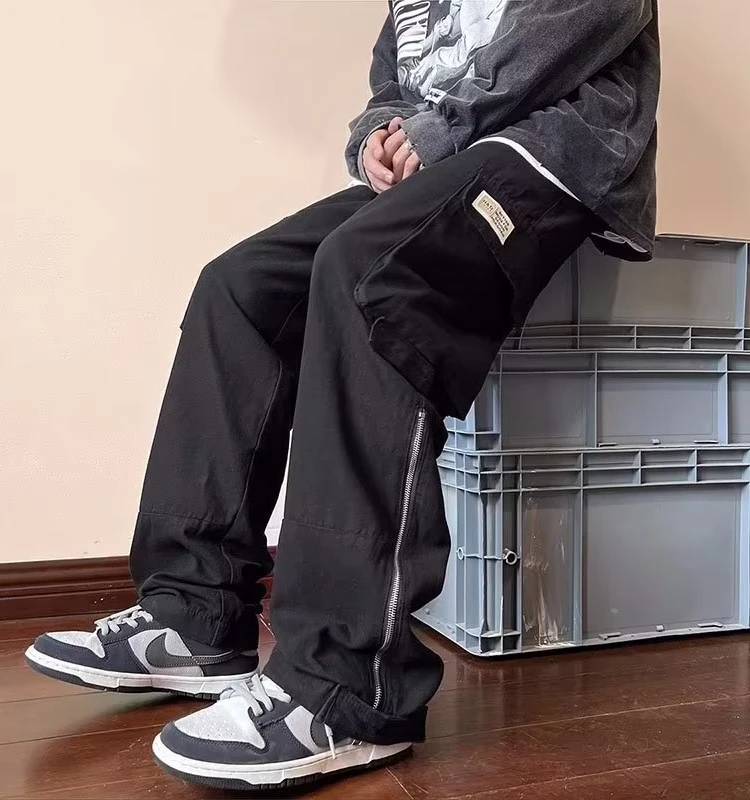 Trendy Men's Loose Wide Leg Workwear Pants Spring Summer High Street Design Casual Pants Zipper Slit Straight Leg Long Trousers
Trendy Men's Loose Wide Leg Workwear Pants Spring Summer High Street Design Casual Pants Zipper Slit Straight Leg Long Trousers