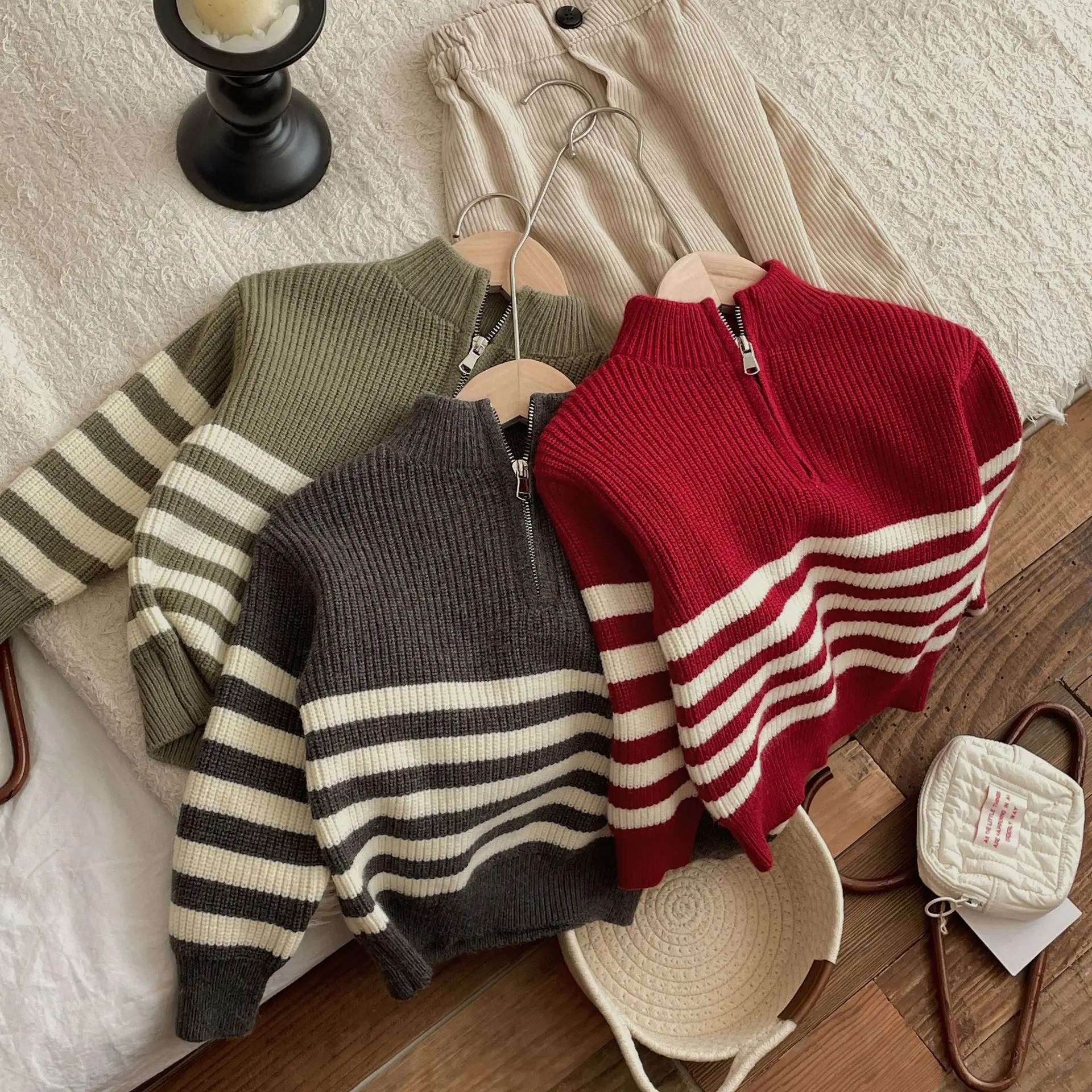 2026 Winter Children Xmas Look Long Sleeve Turtle Neck Striped Knitted Sweater For Kids Warm Christmas Pullover New Year Clothes
2026 Winter Children Xmas Look Long Sleeve Turtle Neck Striped Knitted Sweater For Kids Warm Christmas Pullover New Year Clothes