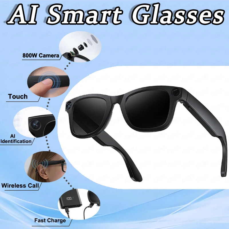 Al 800 Вт пиксели камера умные очки 1080P HD видеозапись перевод сенсорный Al голос беспроводной вызов солнцезащитные очки умные очки
Al 800 Вт пиксели камера умные очки 1080P HD видеозапись перевод сенсорный Al голос беспроводной вызов солнцезащитные очки умные очки