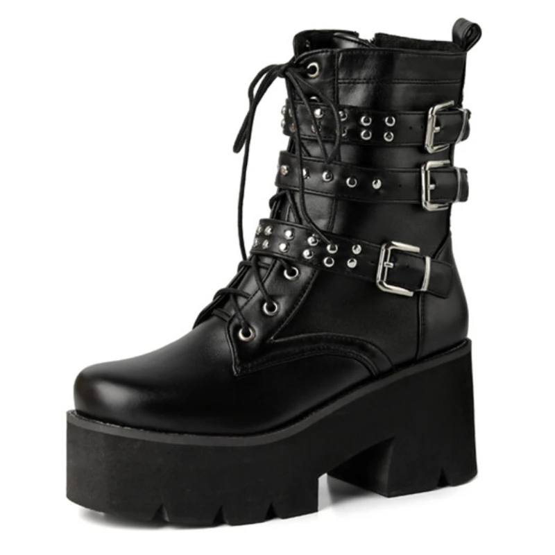 Black Women's Ankle Boots Platform Autumn Winter Short Boot Shoes 2025 Buckle Lace-up Punk Gothic Thick Heels Party Footwear
Black Women's Ankle Boots Platform Autumn Winter Short Boot Shoes 2025 Buckle Lace-up Punk Gothic Thick Heels Party Footwear
