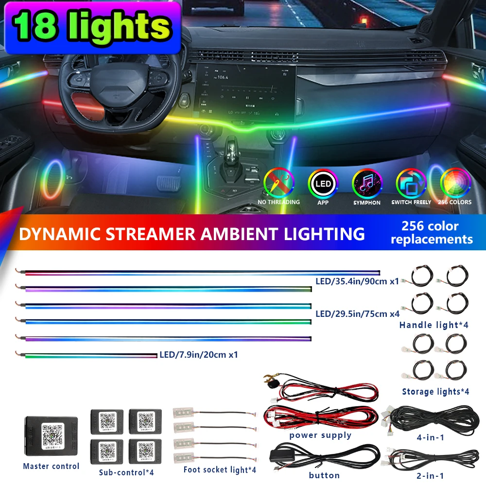 FILIPLI App Control RGB Dynamic Light DIY Car Ambient Light Self-Adhesive LED Strip Simple Installation Mood Lights Auto Decor
FILIPLI App Control RGB Dynamic Light DIY Car Ambient Light Self-Adhesive LED Strip Simple Installation Mood Lights Auto Decor