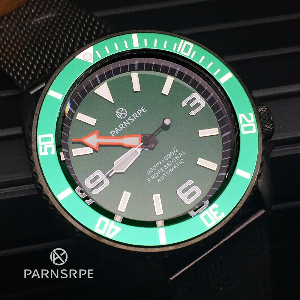PARNSRPE SK007Series Men's Watch NH35Movement Super Bright Luminous Green Digital Dial Titanium Bezel Automatic Mechanical Watch
PARNSRPE SK007Series Men's Watch NH35Movement Super Bright Luminous Green Digital Dial Titanium Bezel Automatic Mechanical Watch