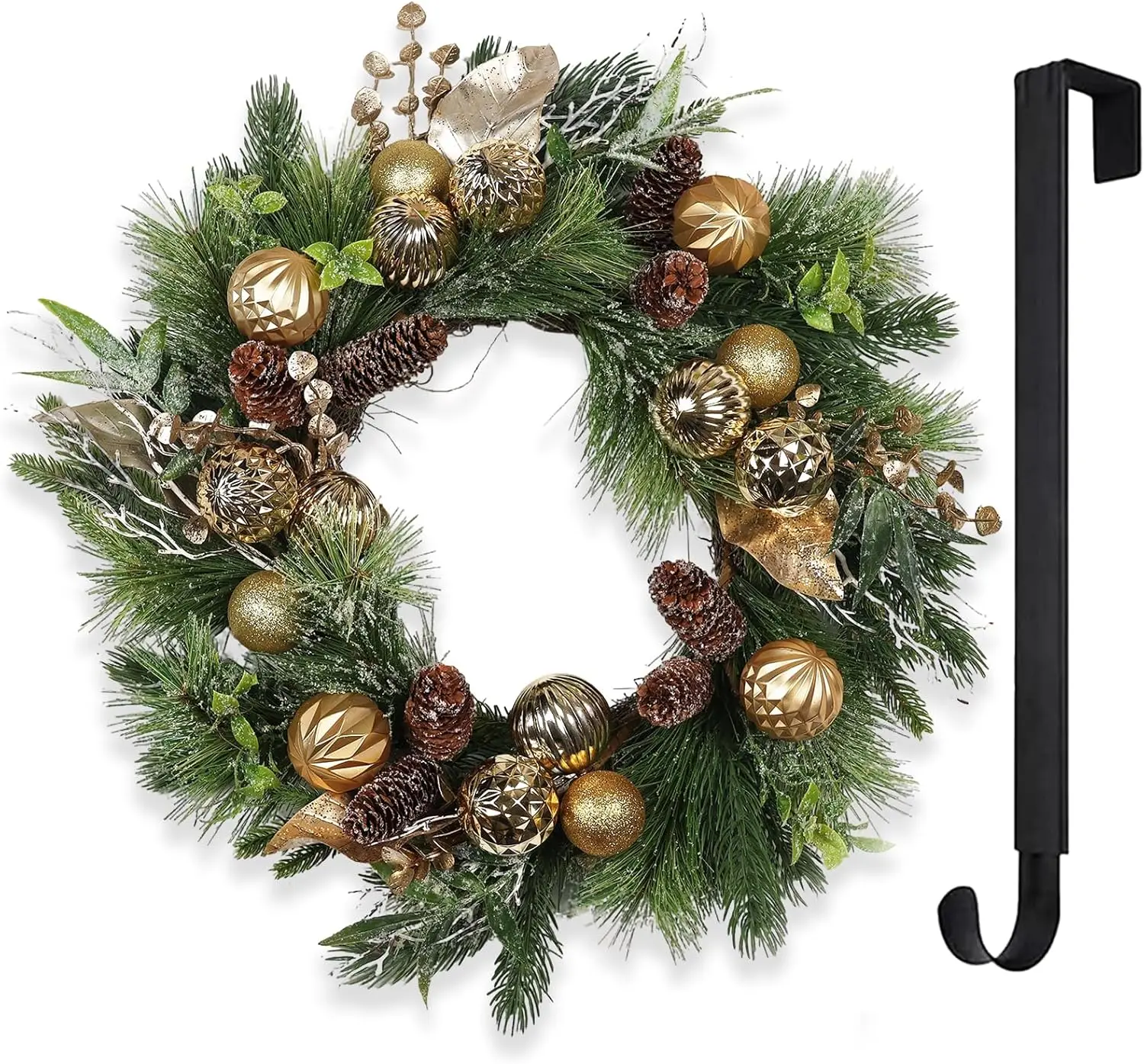 24" Lighted Christmas Wreath – Frosted Evergreen with Golden Balls & Pine Cones for Door or Wall – Indoor/Outdoor
24" Lighted Christmas Wreath – Frosted Evergreen with Golden Balls & Pine Cones for Door or Wall – Indoor/Outdoor