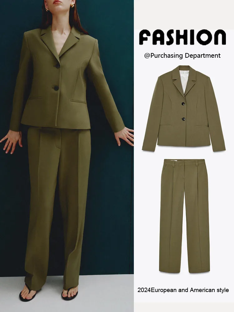 Spring New Arrival Women's Suit Jaet Straight Leg Pants Long Sve Button up Faionable Two Piece Set ZA2025 249597 506
Spring New Arrival Women's Suit Jaet Straight Leg Pants Long Sve Button up Faionable Two Piece Set ZA2025 249597 506