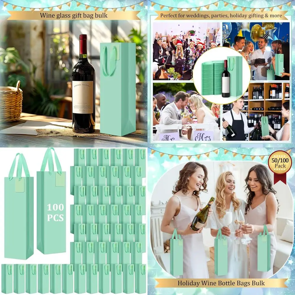 Bulk 100 Pack Wine Gift Bags, 3.9 x 3.5 x 13.8 Inch, Sturdy Paper with Handles, Ideal for Champagne, Alcohol, Retail, Business G
Bulk 100 Pack Wine Gift Bags, 3.9 x 3.5 x 13.8 Inch, Sturdy Paper with Handles, Ideal for Champagne, Alcohol, Retail, Business G