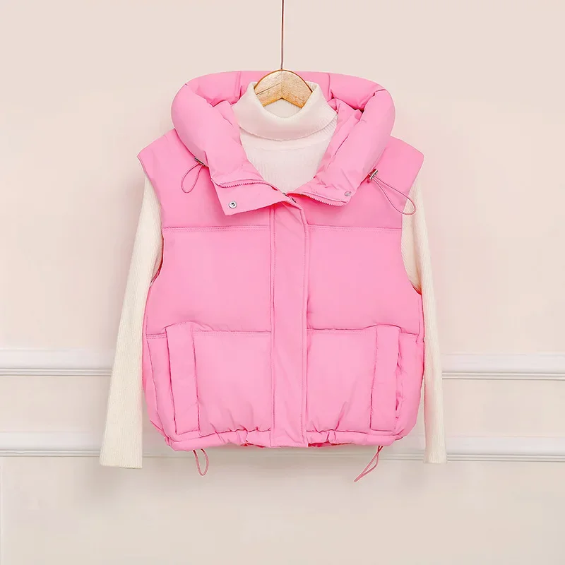 Короткий жилет с хлопковой подкладкой, куртки, осень-зима, свободный жилет с капюшоном, женский, новинка 2025 года, однотонное, 8 цветов, повседневное пальто, женский тренд
Короткий жилет с хлопковой подкладкой, куртки, осень-зима, свободный жилет с капюшоном, женский, новинка 2025 года, однотонное, 8 цветов, повседневное пальто, женский тренд