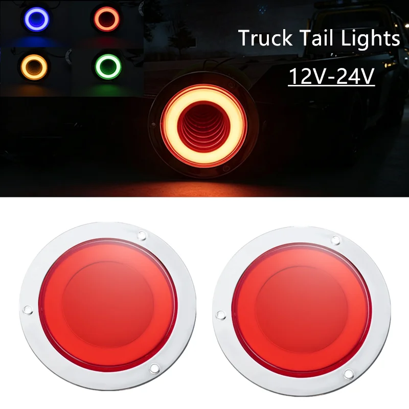 2PCS 4 Inch Round LED Truck Tail Light 12-24V 3D Abyss Halo Marker Lamp Red Amber Blue Green Stop Brake Light Strobe Flash Light
2PCS 4 Inch Round LED Truck Tail Light 12-24V 3D Abyss Halo Marker Lamp Red Amber Blue Green Stop Brake Light Strobe Flash Light