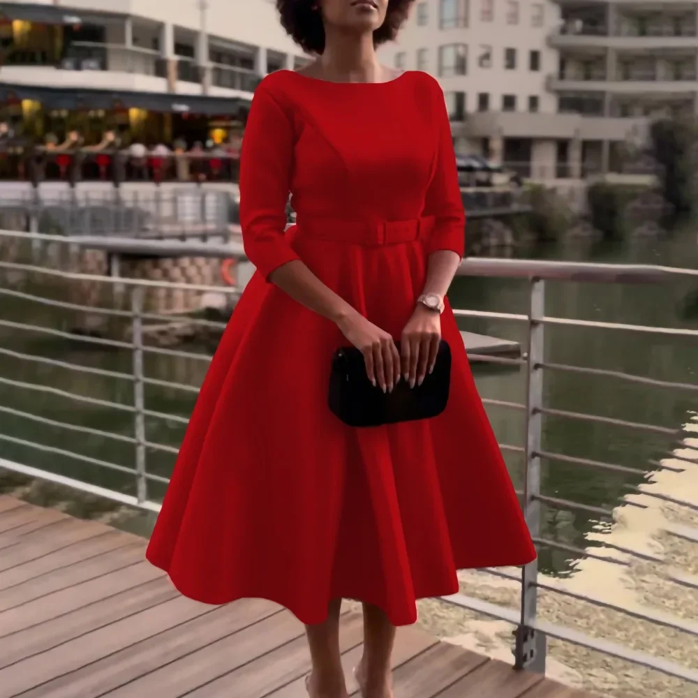 Elegant African Party Evening Dresses for Women 2024 Spring Fashion African 3/4 Sleeve Polyester Dress with Belt Africa Clothing
Elegant African Party Evening Dresses for Women 2024 Spring Fashion African 3/4 Sleeve Polyester Dress with Belt Africa Clothing
