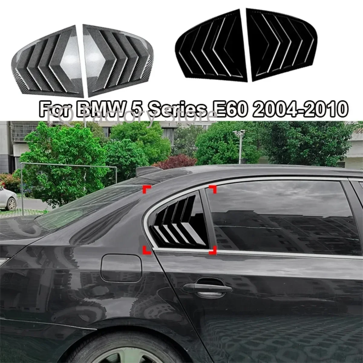 E60 Louvers Carbon Fiber Look/Gloss Black Rear Side Window Louver Shutter Trim Cover For BMW 5 Series E60 2004-2010
E60 Louvers Carbon Fiber Look/Gloss Black Rear Side Window Louver Shutter Trim Cover For BMW 5 Series E60 2004-2010