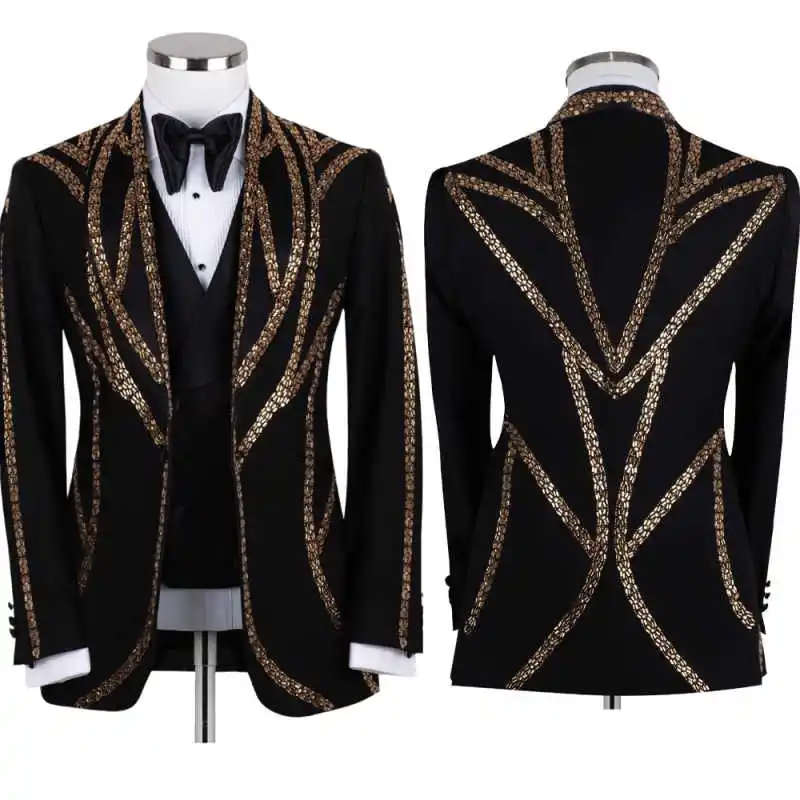 Luxurious Crystals Wedding Suits For Men Shawl Lapel Single Breasted Jacket Sets Classic Fit Business Party 2 Pieces Customized
Luxurious Crystals Wedding Suits For Men Shawl Lapel Single Breasted Jacket Sets Classic Fit Business Party 2 Pieces Customized