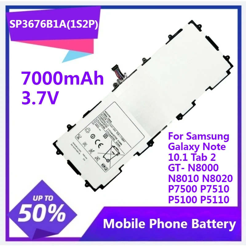 SP3676B1A(1S2P) for Samsung Galaxy Note 10.1 Tab 2 GT- N8000 N8010 N8020 P7500 P7510 P5100 P5110 7000mAh 3.7V Battery
SP3676B1A(1S2P) for Samsung Galaxy Note 10.1 Tab 2 GT- N8000 N8010 N8020 P7500 P7510 P5100 P5110 7000mAh 3.7V Battery