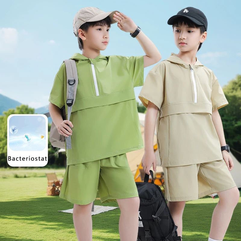 2 Pcs Children Sports Suit Hooded Outwear Boys Ice-cold Breathable Shorts Kid Girls Short Sleeve Summer Running Set
2 Pcs Children Sports Suit Hooded Outwear Boys Ice-cold Breathable Shorts Kid Girls Short Sleeve Summer Running Set