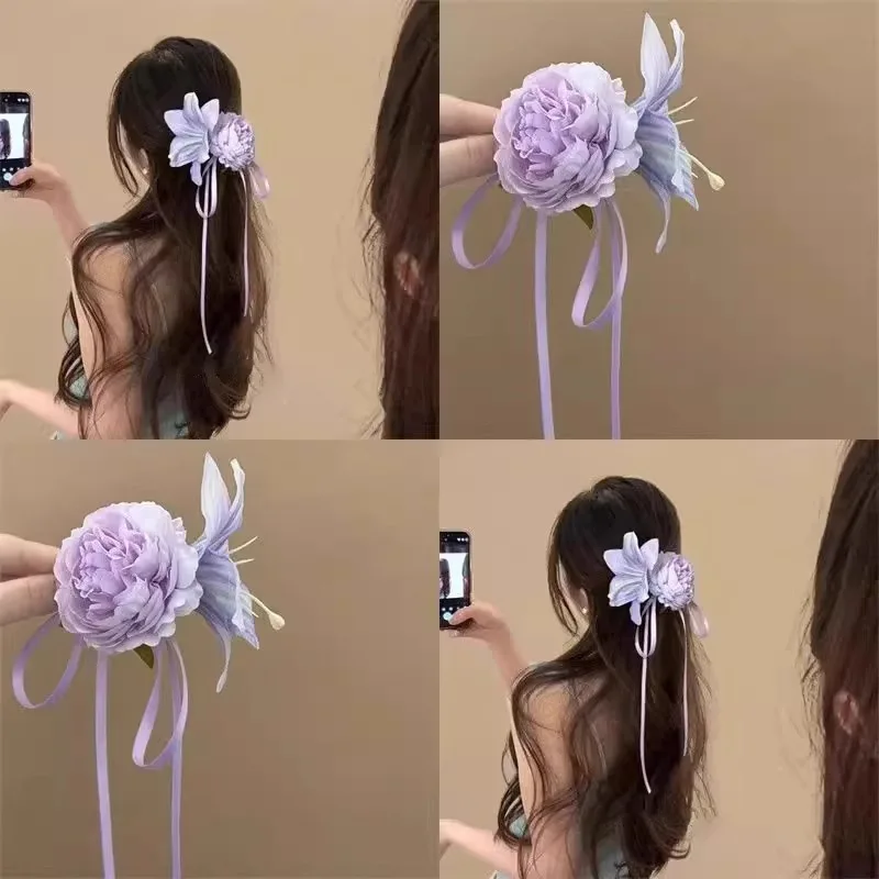 Purple Peony Hairpin Female Sweet Versatile Temperament Ribbon Tassel Grab Clip Atmospheric Head Jewelry
Purple Peony Hairpin Female Sweet Versatile Temperament Ribbon Tassel Grab Clip Atmospheric Head Jewelry