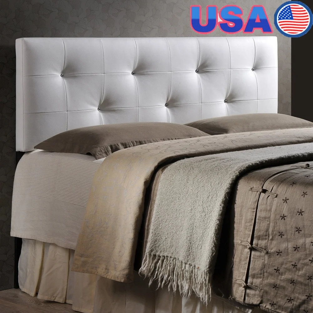 Upholstered Full White Headboard Faux Leather Tufted Design Rubberwood Frame Foam Padding Adjustable Height Bed Mount
Upholstered Full White Headboard Faux Leather Tufted Design Rubberwood Frame Foam Padding Adjustable Height Bed Mount