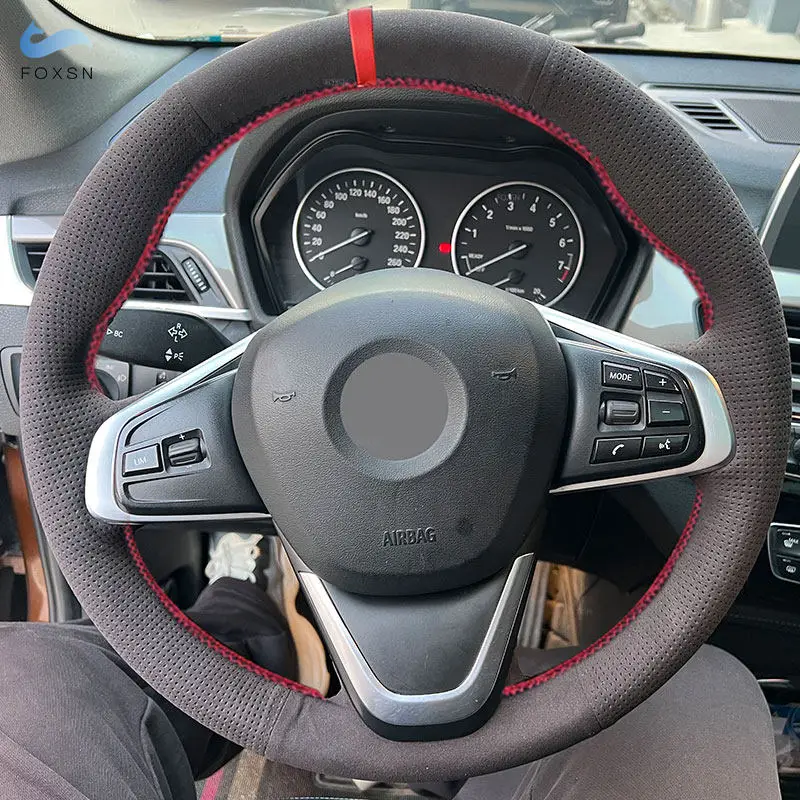 Для BMW F45 F46 X1 F48 X2 F39 Чехол на руль автомобиля DIY Сшитая вручную замшевая перфорированная кожа с красной нитью и полосой отделки
Для BMW F45 F46 X1 F48 X2 F39 Чехол на руль автомобиля DIY Сшитая вручную замшевая перфорированная кожа с красной нитью и полосой отделки
