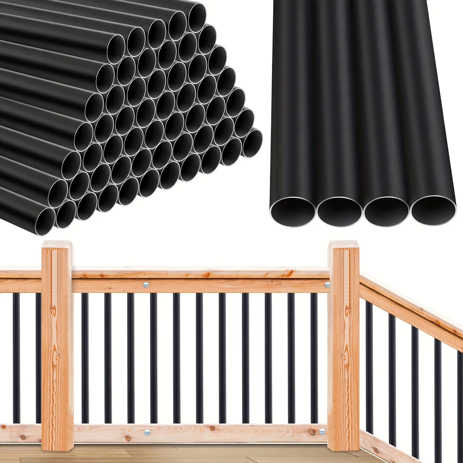 120pcs Aluminum Deck Balusters 26 X 3/4 Black Metal Deck Railing, Hollow Round Outdoor Porch Deck Spindles Indoor Stair Railing for Wood And Composite Deck
120pcs Aluminum Deck Balusters 26 X 3/4 Black Metal Deck Railing, Hollow Round Outdoor Porch Deck Spindles Indoor Stair Railing for Wood And Composite Deck
