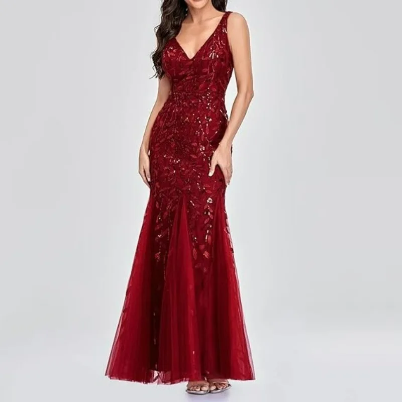 Cross-border European and American Bestsellers Summer Stylish Fashionable Sequined V-neck Dress Socialite Elegant Women Clothing
Cross-border European and American Bestsellers Summer Stylish Fashionable Sequined V-neck Dress Socialite Elegant Women Clothing