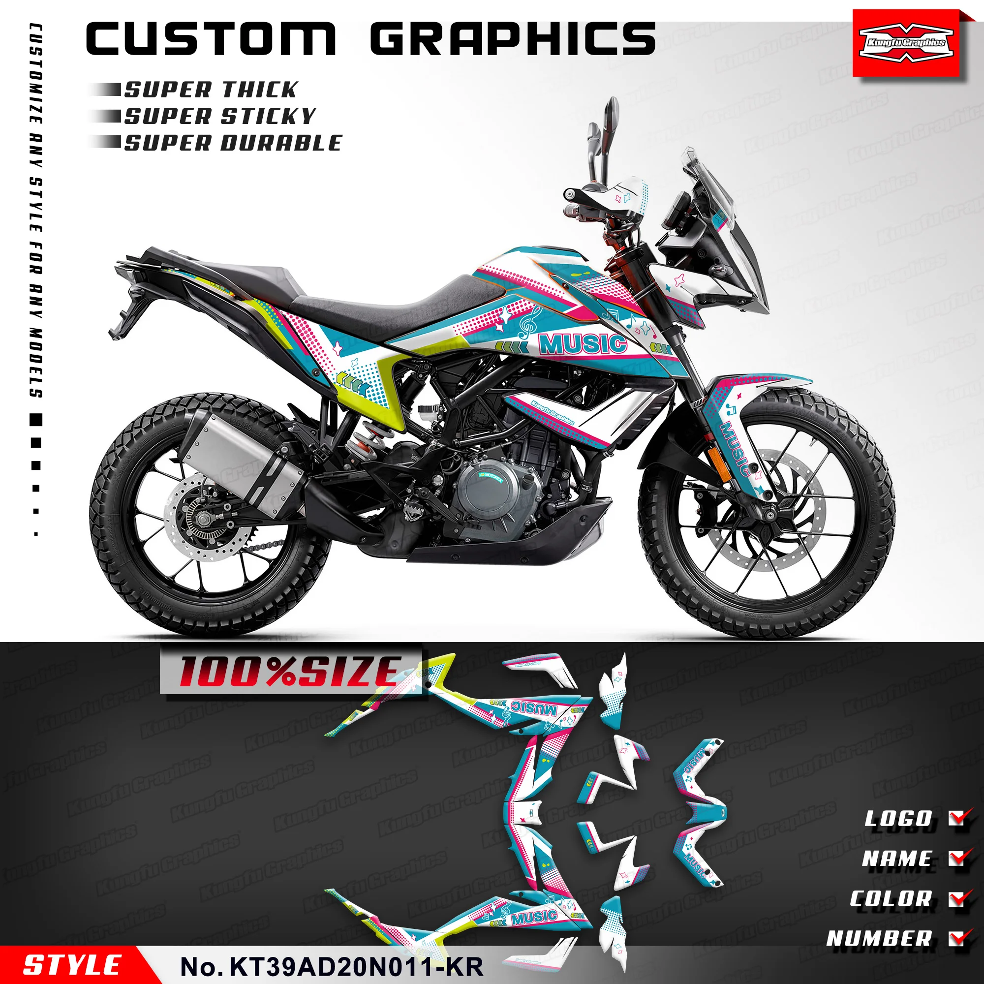 KUNGFU GRAPHICS Adhesive Sticker Wrap Design for KTM 390 Adventure 390ADV 2020 2021 2022 2023 2024, Accessory,KT39AD20N011-KR
KUNGFU GRAPHICS Adhesive Sticker Wrap Design for KTM 390 Adventure 390ADV 2020 2021 2022 2023 2024, Accessory,KT39AD20N011-KR