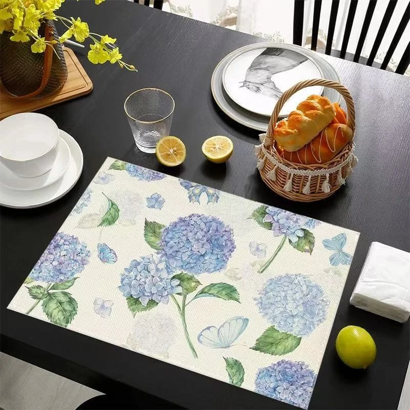 1/2pcs Blue Hydrangea linen placemat Table Colth Watercolor Floral Butterfly table runner for Spring Summer Kitchen Dining Home
1/2pcs Blue Hydrangea linen placemat Table Colth Watercolor Floral Butterfly table runner for Spring Summer Kitchen Dining Home