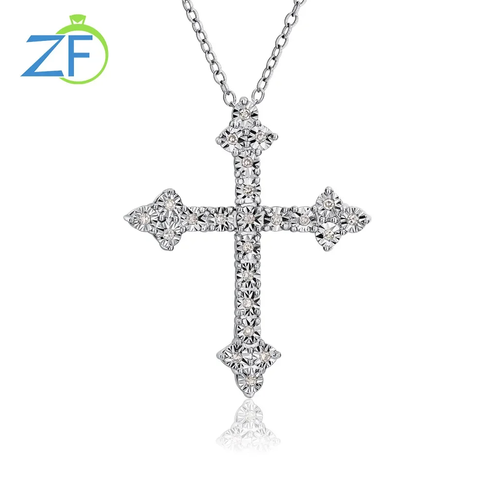 GZ ZONGFA Natural 0.12ct Diamond Cross Pendant Necklace for Women Pure 925 Sterling Silver Sparkling Pendant Fine Jewelry
GZ ZONGFA Natural 0.12ct Diamond Cross Pendant Necklace for Women Pure 925 Sterling Silver Sparkling Pendant Fine Jewelry