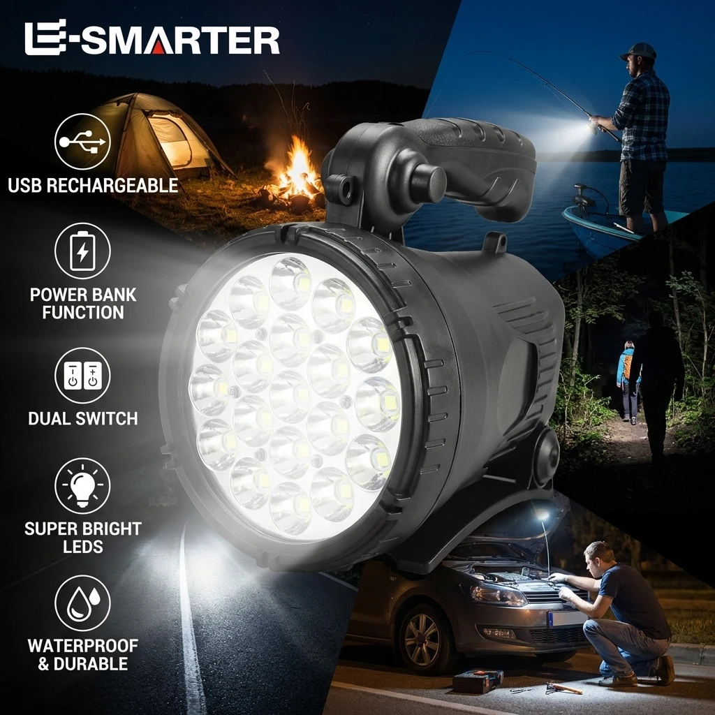 High Power Strong Light Searchlight LED Portable Flashlight Outdoor Camping Emergency Double Lamp Head Long-distance Spotlight
High Power Strong Light Searchlight LED Portable Flashlight Outdoor Camping Emergency Double Lamp Head Long-distance Spotlight
