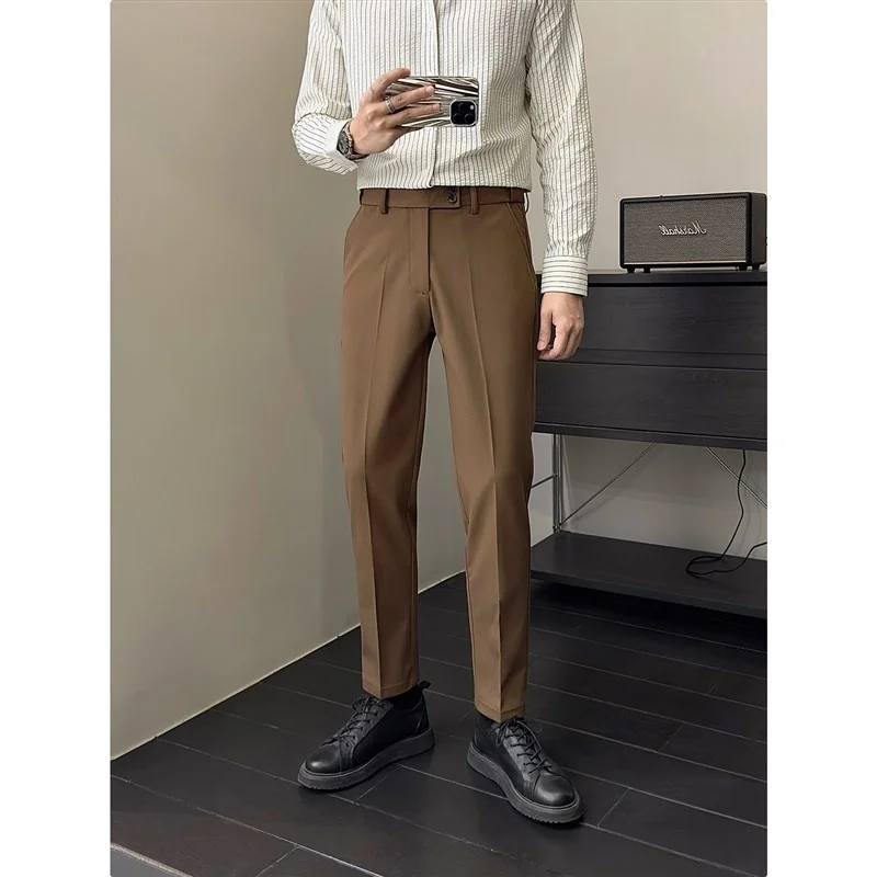 Men's Casual Nine-Piece Straight Leg Business Pants Drapey Autumn Spring Fashionable Youthful Polyester No Ironing Required
Men's Casual Nine-Piece Straight Leg Business Pants Drapey Autumn Spring Fashionable Youthful Polyester No Ironing Required