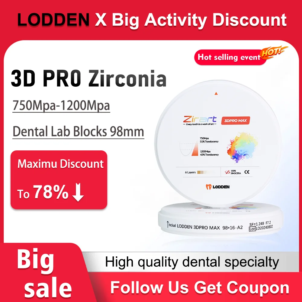 Lodden Dental 3D PRO Циркониевый блок Многослойный циркониевый диск 98 мм Лабораторная открытая система CAD/CAM Материал стоматолога Vita 16 цветов
Lodden Dental 3D PRO Циркониевый блок Многослойный циркониевый диск 98 мм Лабораторная открытая система CAD/CAM Материал стоматолога Vita 16 цветов