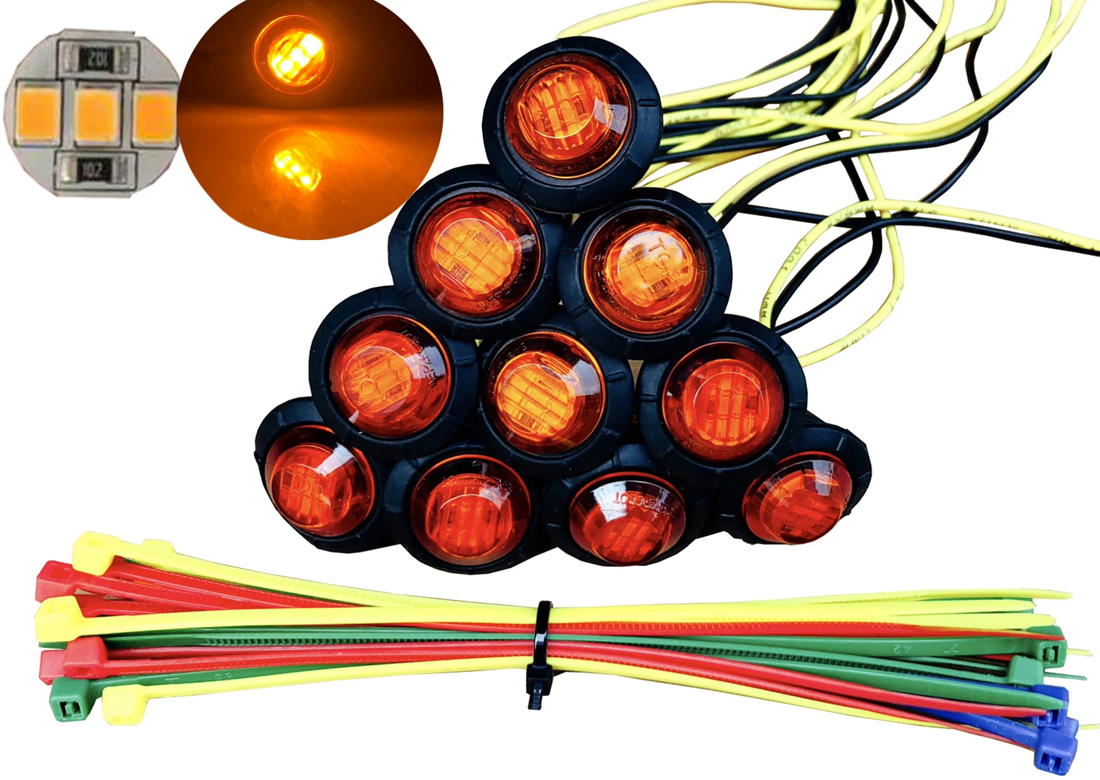 10pcs 3/4 Inch Mini Small Round Amber LED Side Marker Indicator Turn Signal Light Clearance Lamp Truck Trailer Bus Marine
10pcs 3/4 Inch Mini Small Round Amber LED Side Marker Indicator Turn Signal Light Clearance Lamp Truck Trailer Bus Marine