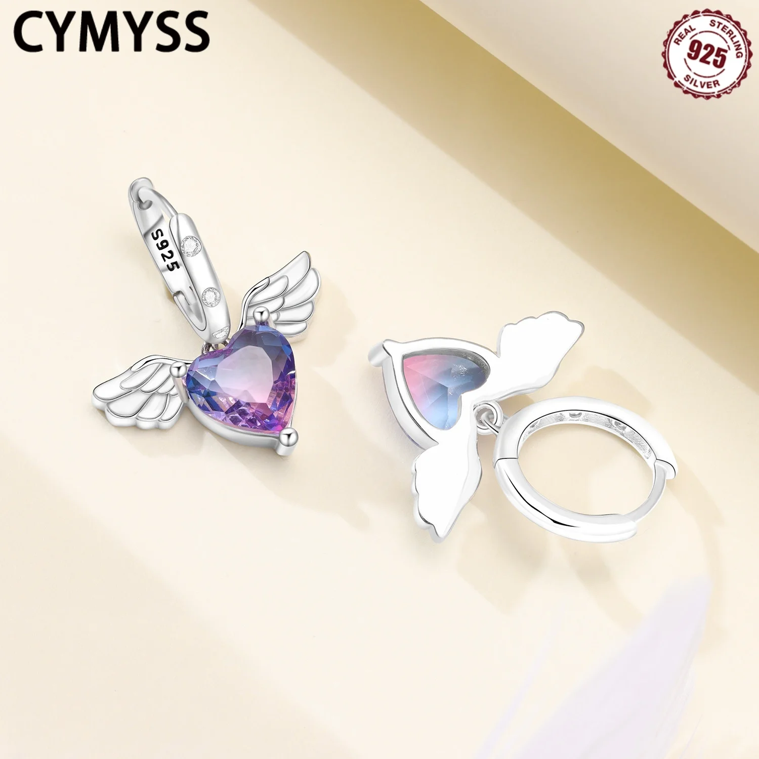 CYMYSS 925 Sterling Silver Heart Shaped Wing earrings, Lucky Symbol earrings, Charming Jewelry Zircon Earrings
CYMYSS 925 Sterling Silver Heart Shaped Wing earrings, Lucky Symbol earrings, Charming Jewelry Zircon Earrings