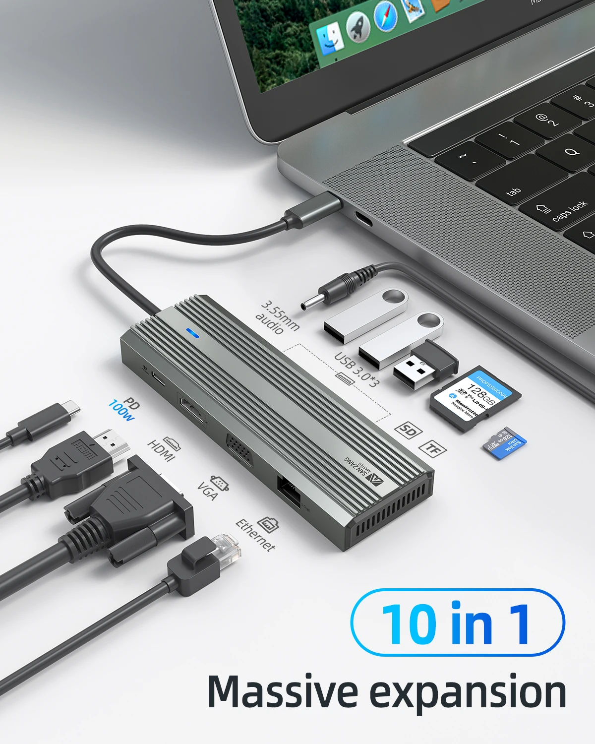 SANZANG 10-in-1 USB C Docking Station 4K HDMI VGA USB 3.0 PD 100W Ethernet Audio SD/TF Multiport Adapter for Laptop Steam Deck MacBook
SANZANG 10-in-1 USB C Docking Station 4K HDMI VGA USB 3.0 PD 100W Ethernet Audio SD/TF Multiport Adapter for Laptop Steam Deck MacBook