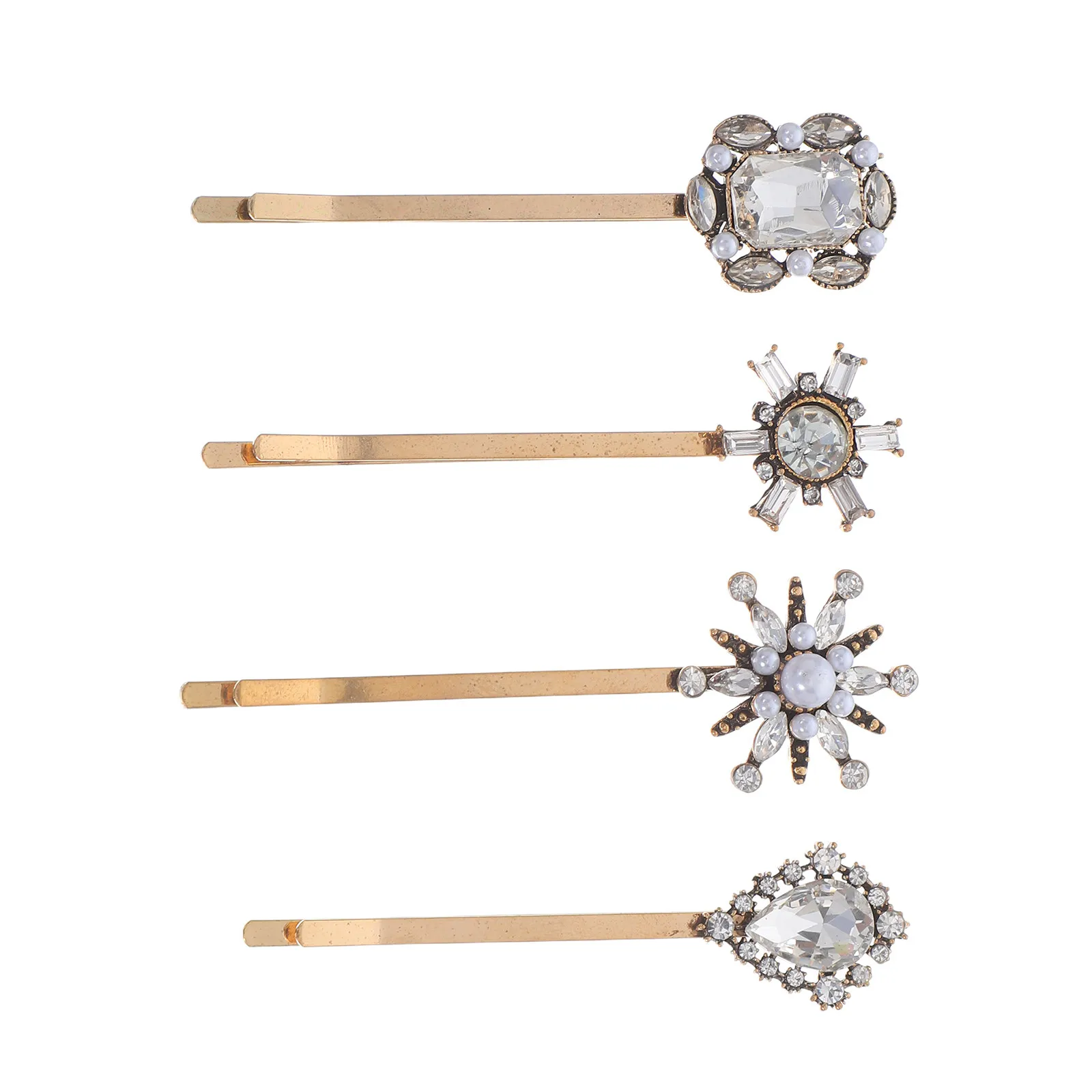 4Pcs Vintage Hair Barrettes for Women Sparkly Rhinestone Clips with Simulation Pearls Decorative Metal Bobby Pins for Side Hair
4Pcs Vintage Hair Barrettes for Women Sparkly Rhinestone Clips with Simulation Pearls Decorative Metal Bobby Pins for Side Hair