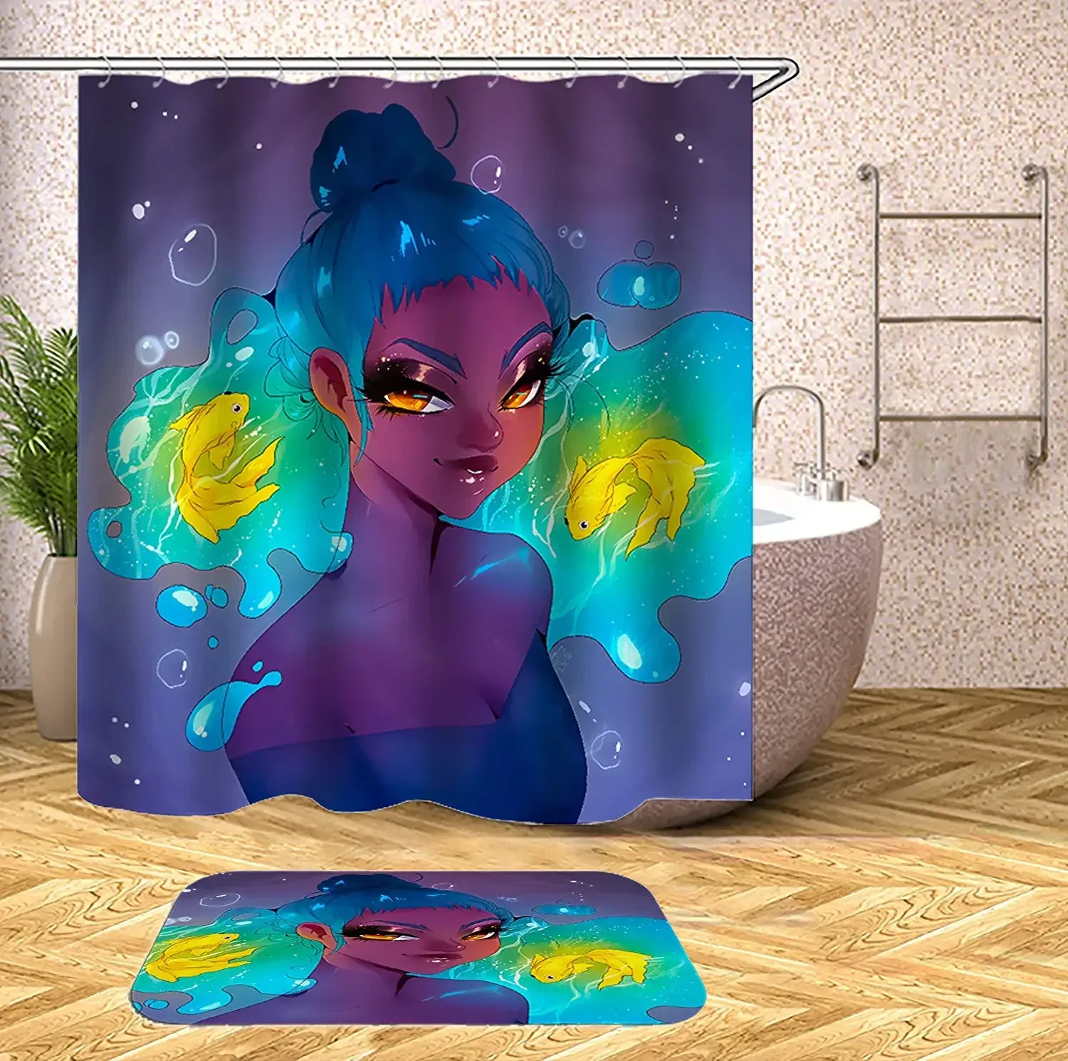 Afro Black Sexy Women Girl African American Women with Yellow Fish Bathroom Curtain
Afro Black Sexy Women Girl African American Women with Yellow Fish Bathroom Curtain