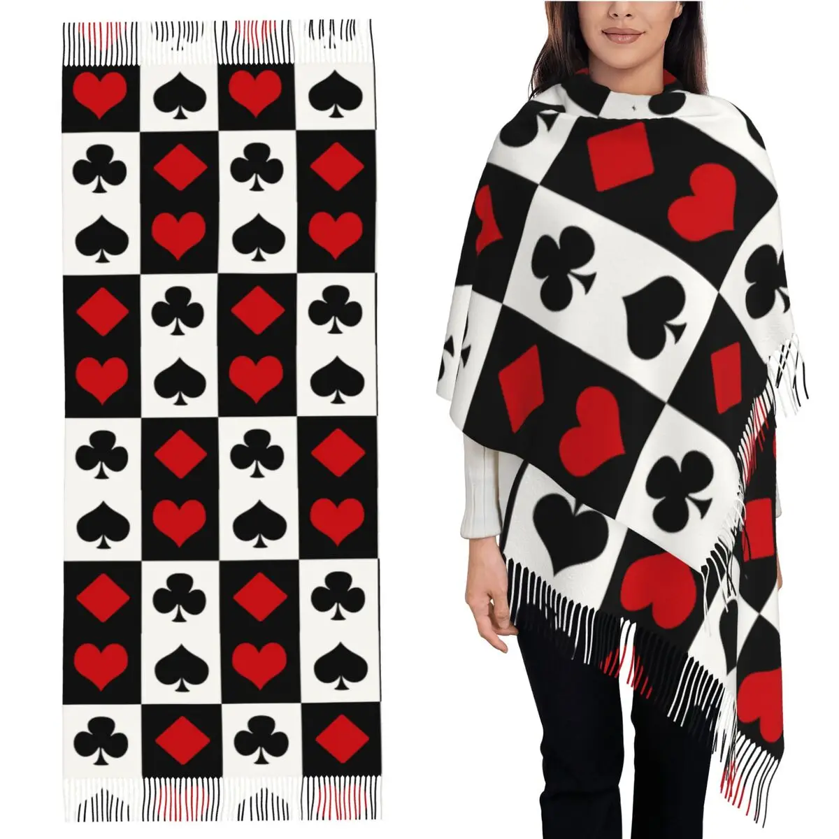 Playing Card Scarf Tassel Scarves Women Soft Warm Shawls and Wraps Large Fall Winter Shawl Wrap
Playing Card Scarf Tassel Scarves Women Soft Warm Shawls and Wraps Large Fall Winter Shawl Wrap
