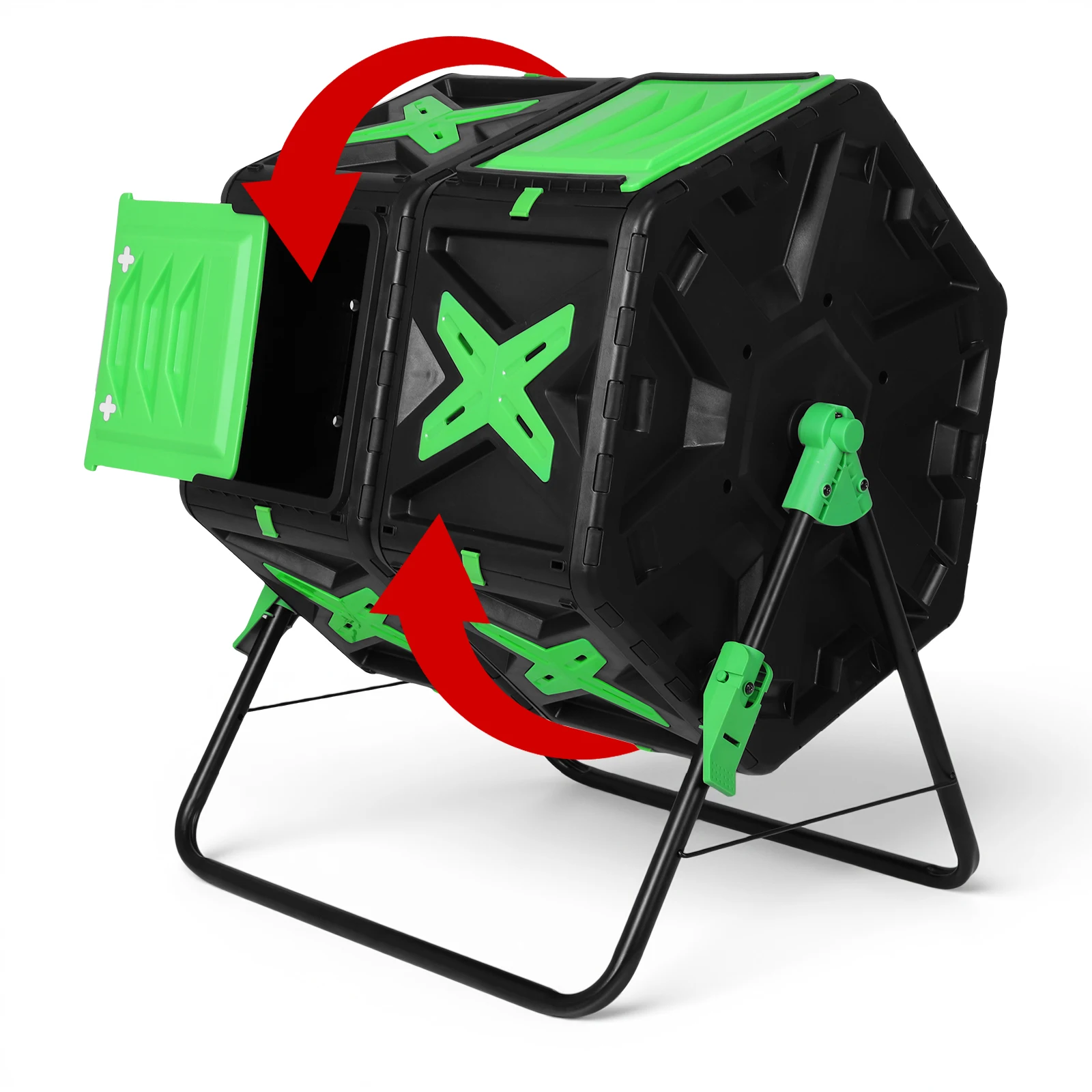 140L Dual Chamber 360°Rotating Large Composter Easy Setup Rotating Batch Compost Bin W/Sliding Door for Outside Garden and Yard
140L Dual Chamber 360°Rotating Large Composter Easy Setup Rotating Batch Compost Bin W/Sliding Door for Outside Garden and Yard