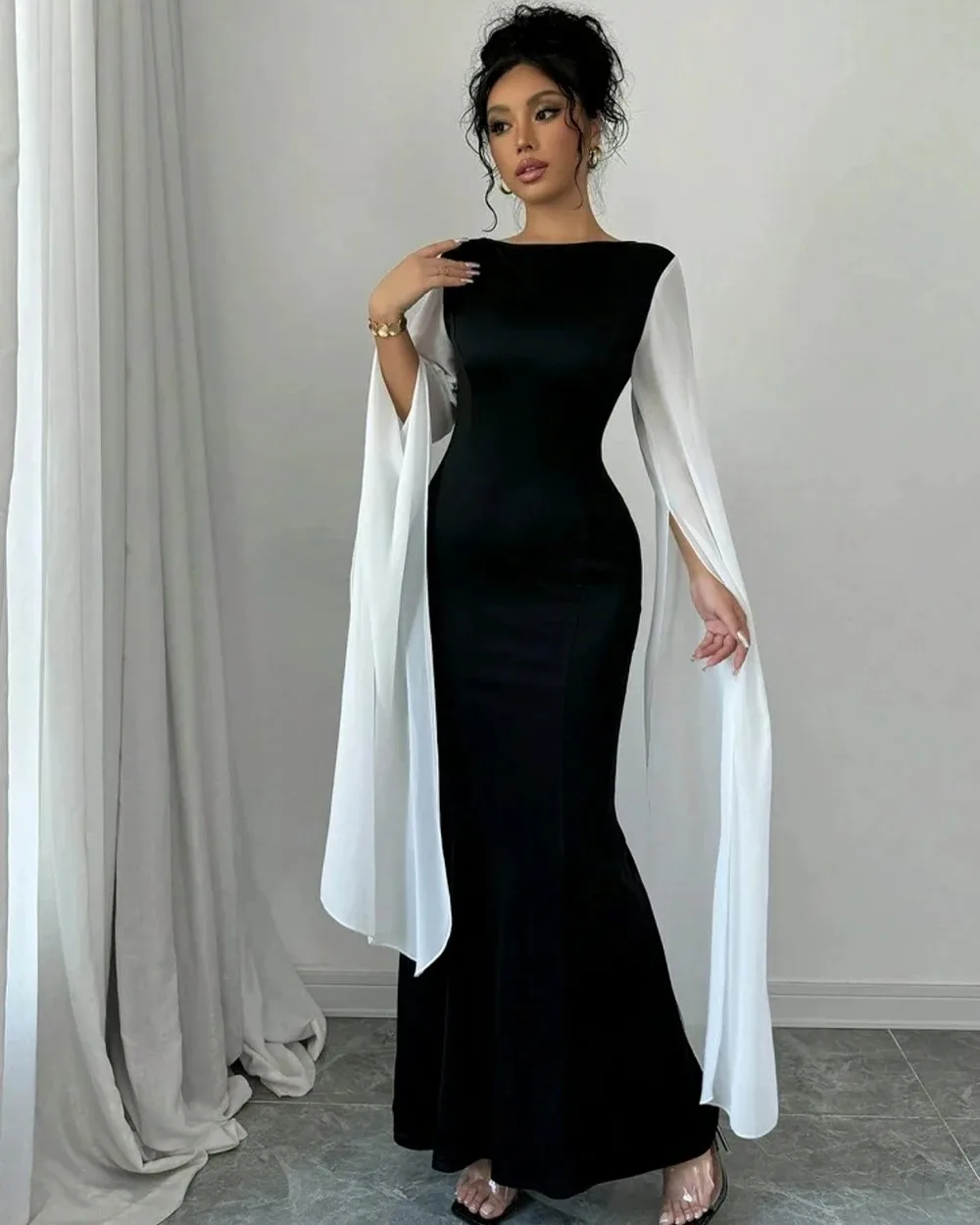 Elegant Saudi Arabic Mermaid Prom Dress With Cape Sleeve Mermaid Saudi Arabic Party Dress Formal Prom Gown Customized
Elegant Saudi Arabic Mermaid Prom Dress With Cape Sleeve Mermaid Saudi Arabic Party Dress Formal Prom Gown Customized