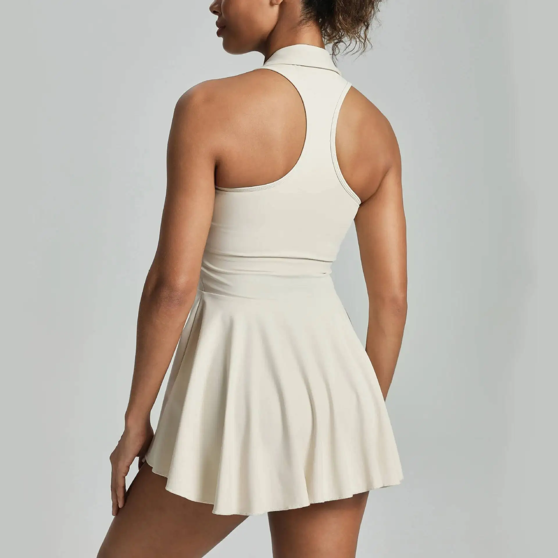 2026 Spring Women's Naked Feel Sports Dress Set Collared Halter Neck Sleeveless Breathable High Waisted Anti-Slip Tennis Skirt
2026 Spring Women's Naked Feel Sports Dress Set Collared Halter Neck Sleeveless Breathable High Waisted Anti-Slip Tennis Skirt