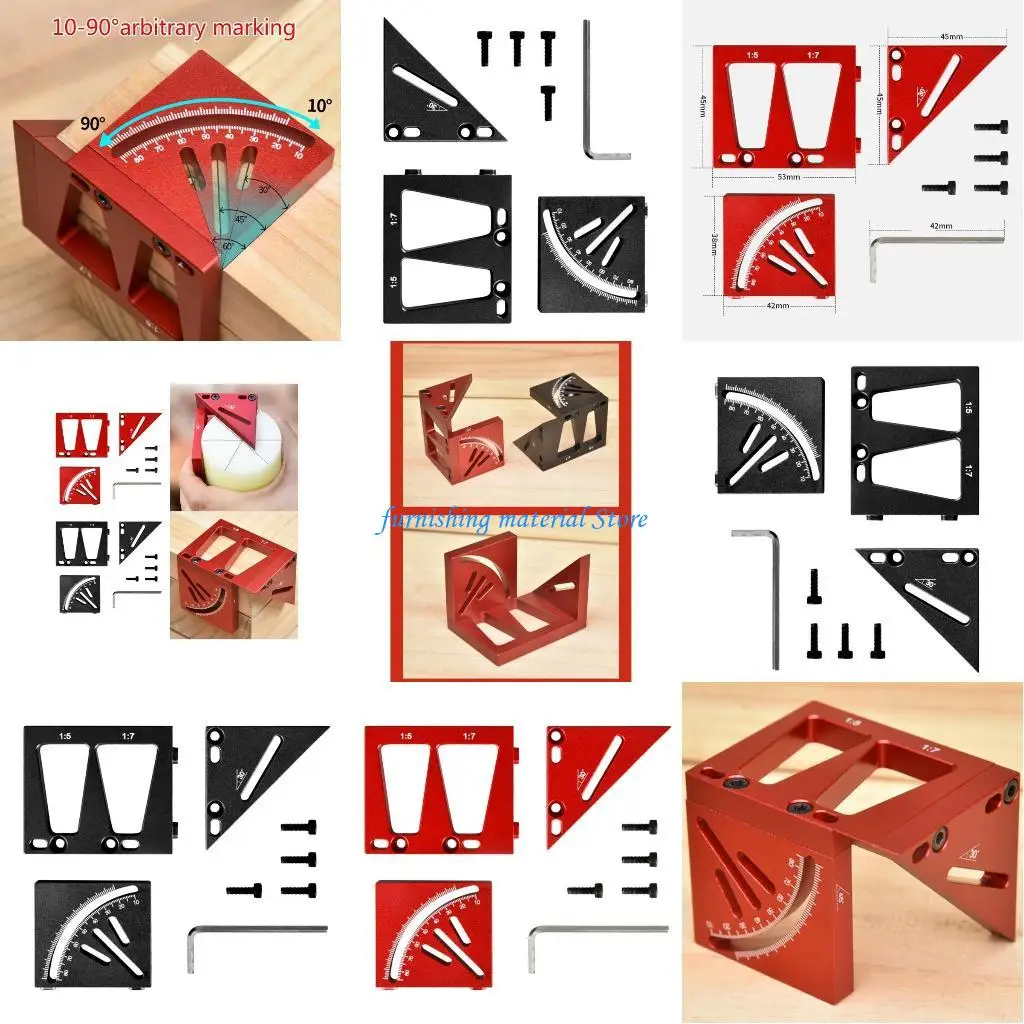 Y5GD Woodworking Square Protractor Aluminum Alloy Miter Triangles Ruler Layout Measuring Tool for Engineer Carpenter