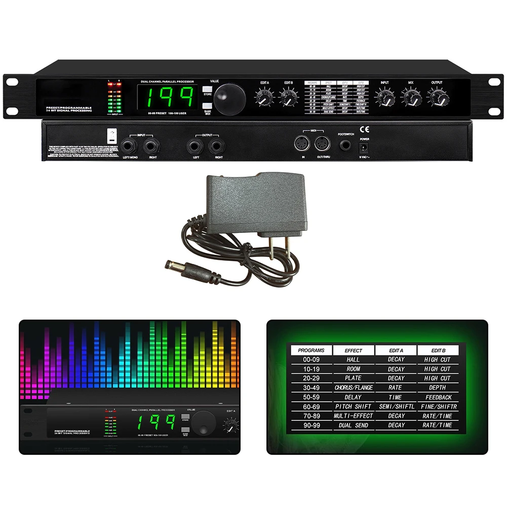 1pc Digital Reverb Multi-effect For DSP Processor Audio Processor Equalizer For Test Measurement Tool Accessory In Stock