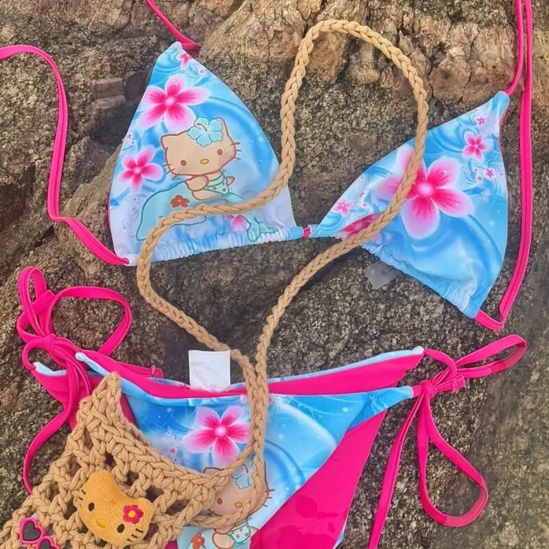 Japanese Hello Kittys Women Split Strap Bikini Summer Girls Seaside Fashion Swimsuit Sexy Triangle Swimwear Kawaii Holiday Gift
Japanese Hello Kittys Women Split Strap Bikini Summer Girls Seaside Fashion Swimsuit Sexy Triangle Swimwear Kawaii Holiday Gift
