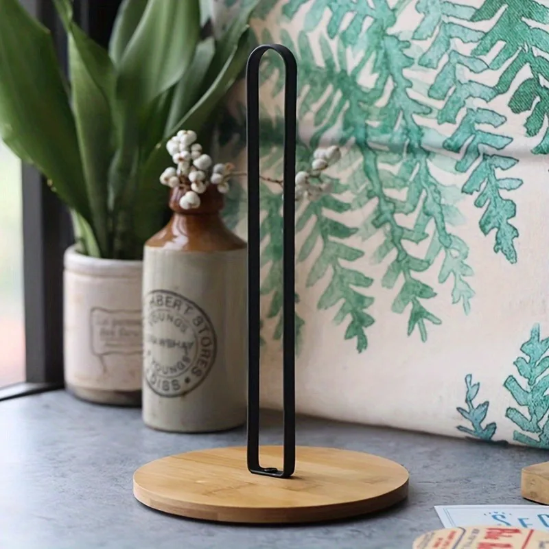 1pc Nordic-Style Bamboo Base Paper Towel Holder - Free-Standing Vertical Storage Rack with Metal Iron Construction
1pc Nordic-Style Bamboo Base Paper Towel Holder - Free-Standing Vertical Storage Rack with Metal Iron Construction