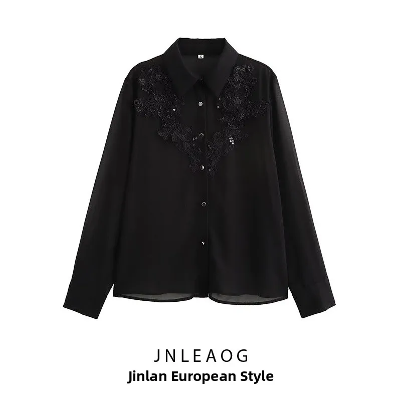 Sexy Fashionable See-through Beaded 3d Decoration Women's Shirt Jnleao New Arrival Polyester Fiber Long Sleeve Girls' Shirt
Sexy Fashionable See-through Beaded 3d Decoration Women's Shirt Jnleao New Arrival Polyester Fiber Long Sleeve Girls' Shirt