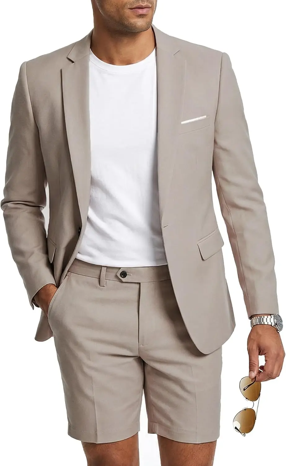 Men's 2 Piece Slim Fit Suit One Button Blazer and Short Pants Set
Men's 2 Piece Slim Fit Suit One Button Blazer and Short Pants Set