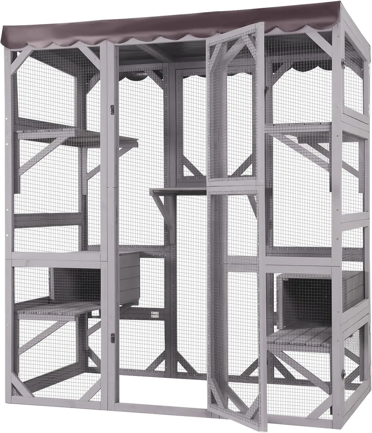 Large Catio Outdoor Cat Enclosure with Condos, Wood Catio Walk in Cat House, Kitty Shelter Indoor with Waterproof Roof
Large Catio Outdoor Cat Enclosure with Condos, Wood Catio Walk in Cat House, Kitty Shelter Indoor with Waterproof Roof