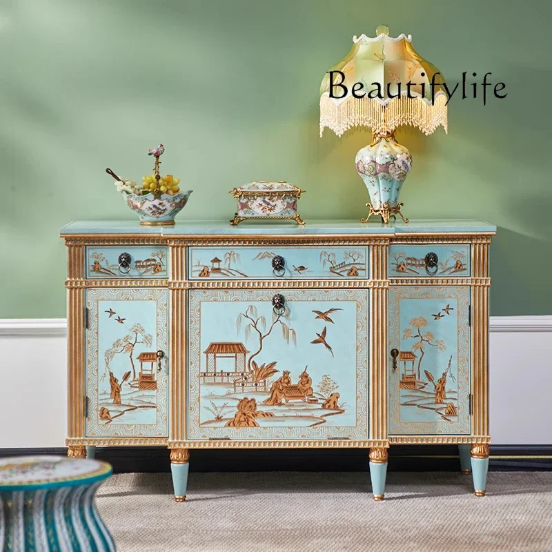 X35 Solid Wood Dining Side New Chinese Storage Tea Cabinet New Classical Room Hall Aisle Entrance Cabinet Blue
X35 Solid Wood Dining Side New Chinese Storage Tea Cabinet New Classical Room Hall Aisle Entrance Cabinet Blue