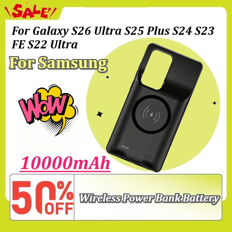 High-Capacity 10000mAh Wireless Power Bank Battery for Samsung Galaxy S26 Ultra S25 Plus S24 S23 FE S22 Ultra Travel Fashion
High-Capacity 10000mAh Wireless Power Bank Battery for Samsung Galaxy S26 Ultra S25 Plus S24 S23 FE S22 Ultra Travel Fashion
