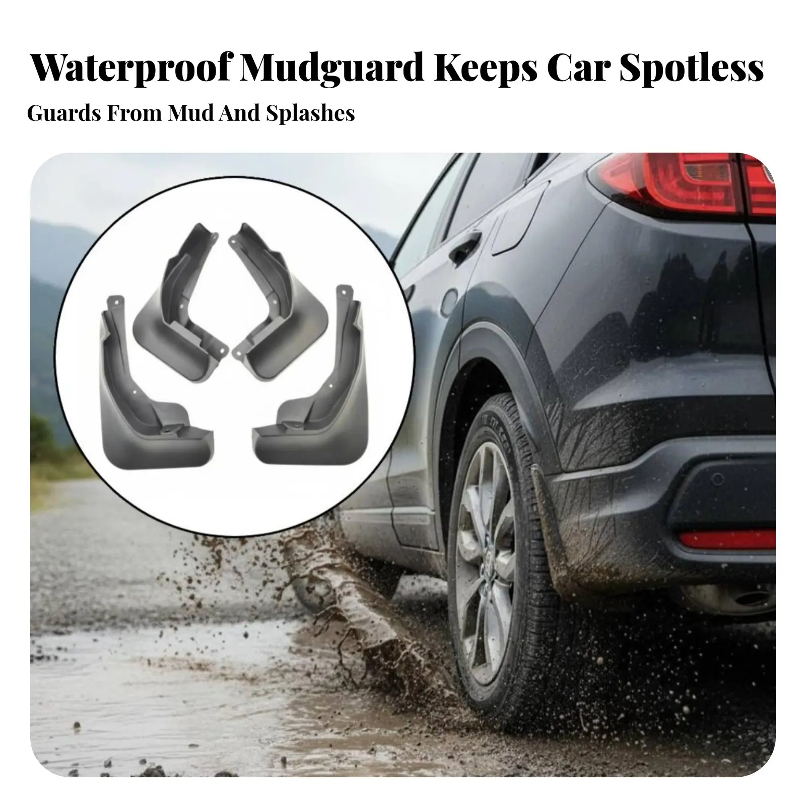 4 Pieces Car Mud Guard Set Waterproof Mud Flaps Vehicle Spray Guards Flexible Material Front and Rear Spray Guards Year-Round
4 Pieces Car Mud Guard Set Waterproof Mud Flaps Vehicle Spray Guards Flexible Material Front and Rear Spray Guards Year-Round